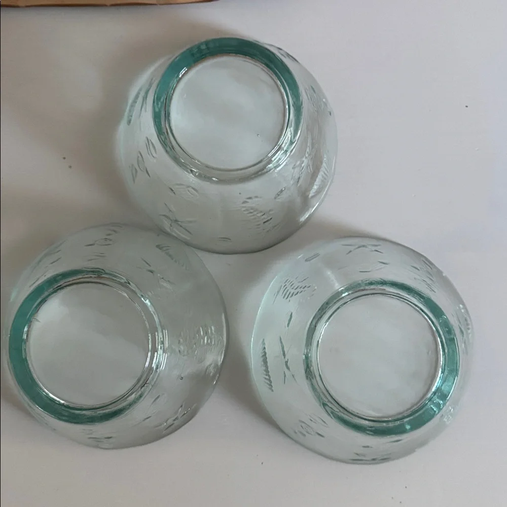 Spanish Recycled Green Glass Bowls with Coastal Theme Embossed Sea Creatures (3)